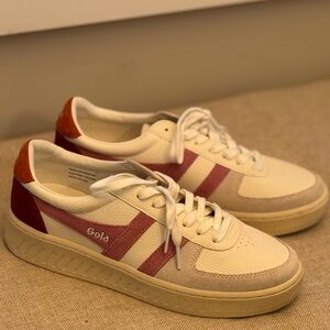 Gola White and Pink Sneakers with Orange Detail